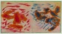 Watercolor with russet and umber clusters on cream