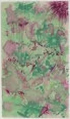 Vertical watercolor in soft green and rose mottling